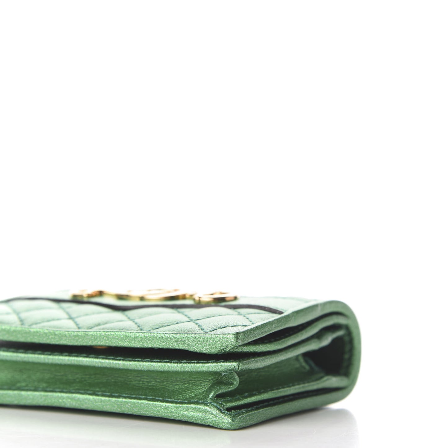 Laminated Nappa Trapuntata Zumi Card Case Jasmine Green