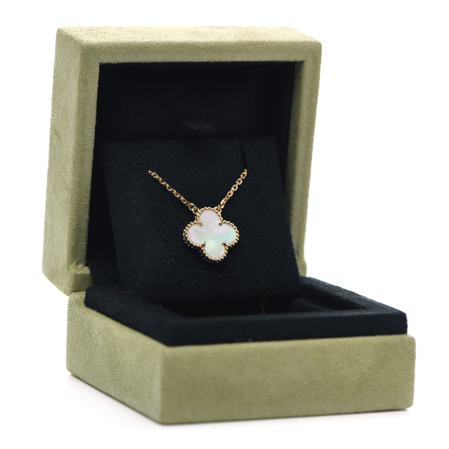 Van Cleef & Arpels 18K Yellow Gold Mother of Pearl Vintage Alhambra Pendant Necklace 6 of 6