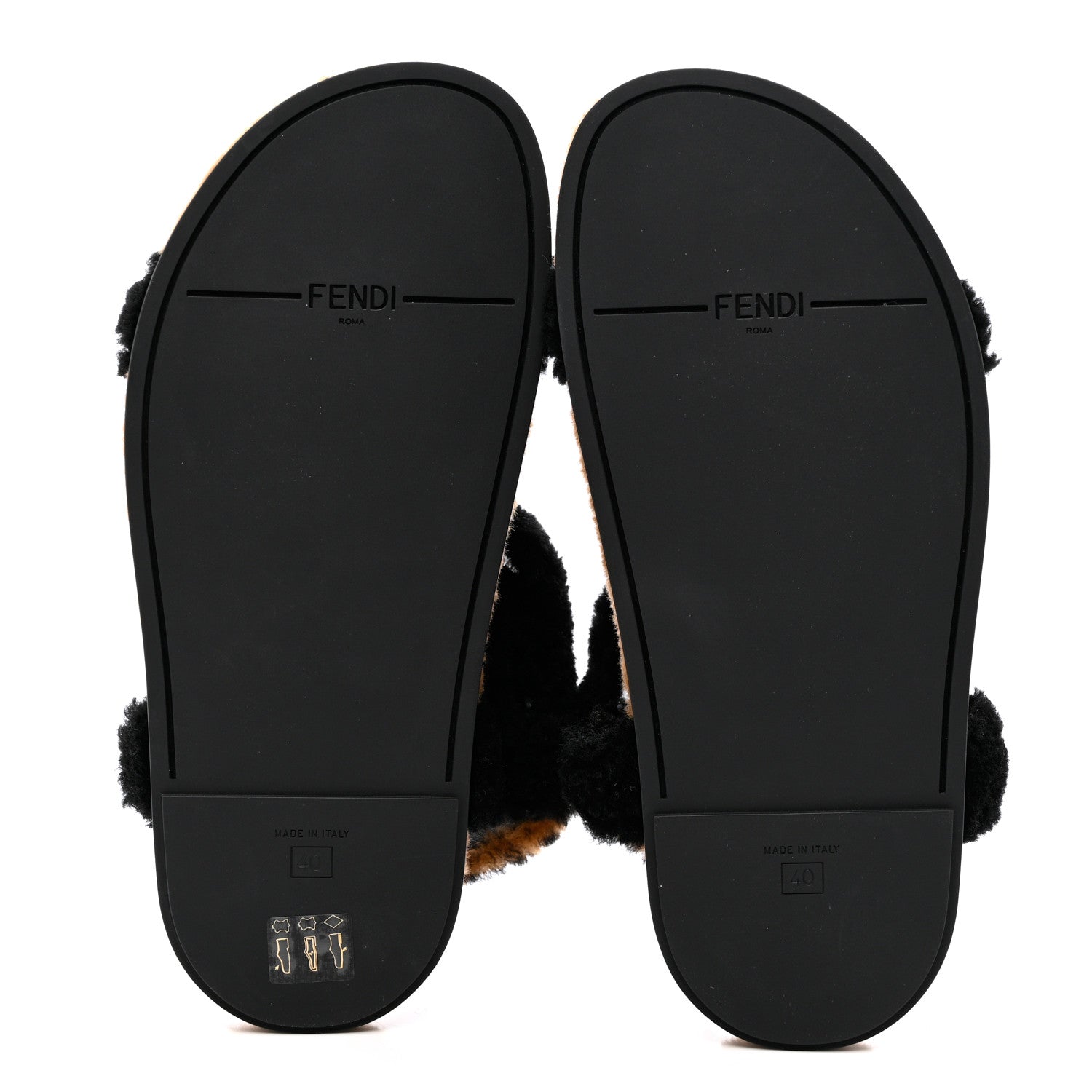 Fendi Shearling FF Fendi Feel Sandals 40 Tobacco Black 5 of 8