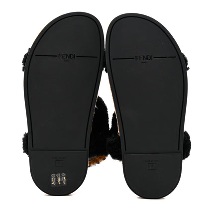 Fendi Shearling FF Fendi Feel Sandals 40 Tobacco Black 5 of 8