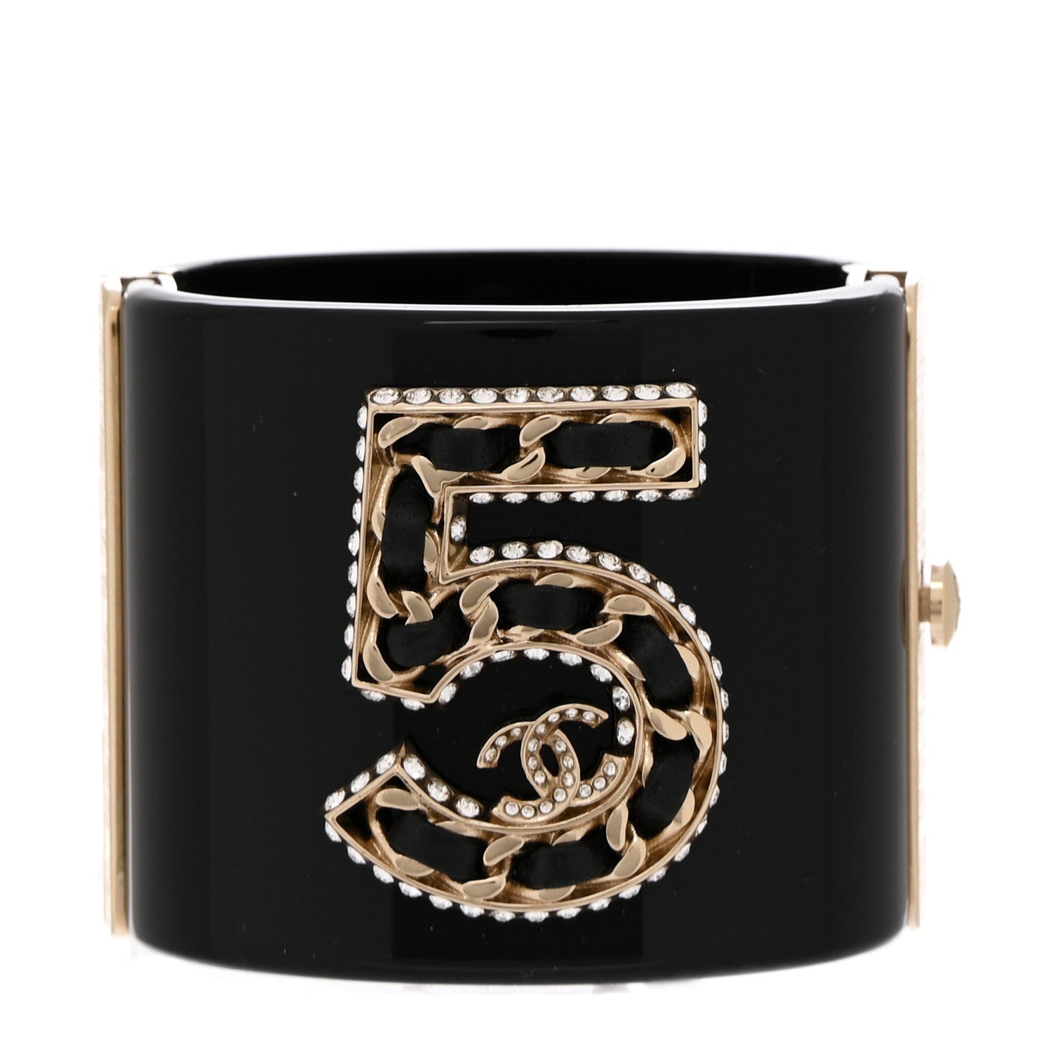Chanel Resin Crystal Lambskin CC No 5 Cuff Black 1 of 4
