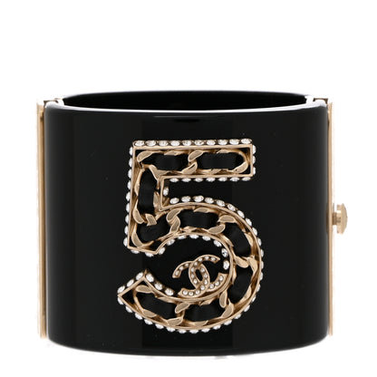Chanel Resin Crystal Lambskin CC No 5 Cuff Black 1 of 4