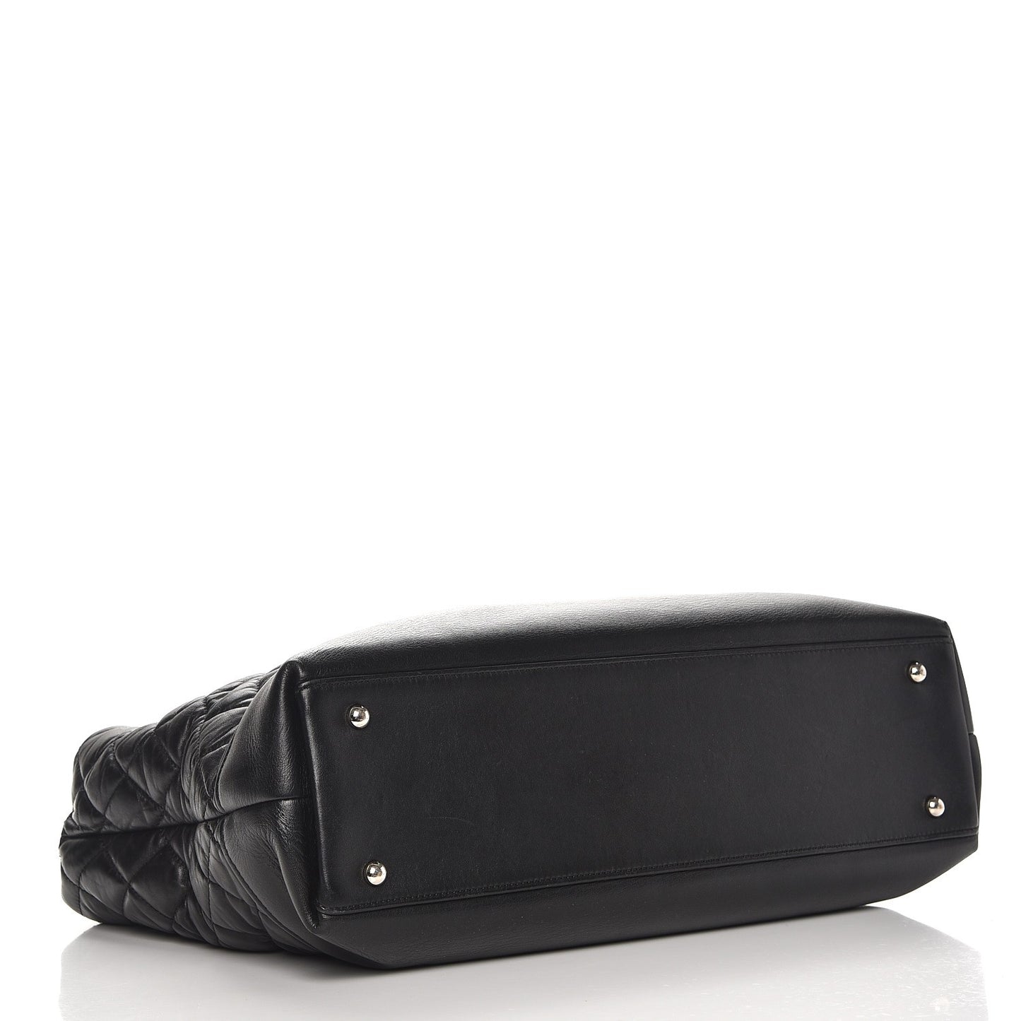 Aged Calfskin Quilted Be CC Tote Black