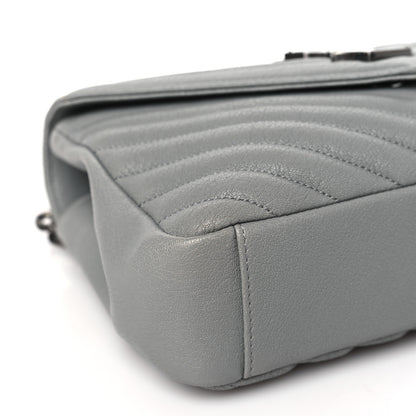 Saint Laurent Sheepskin Matelasse Chevron Monogram Medium College Bag Granite 7 of 8