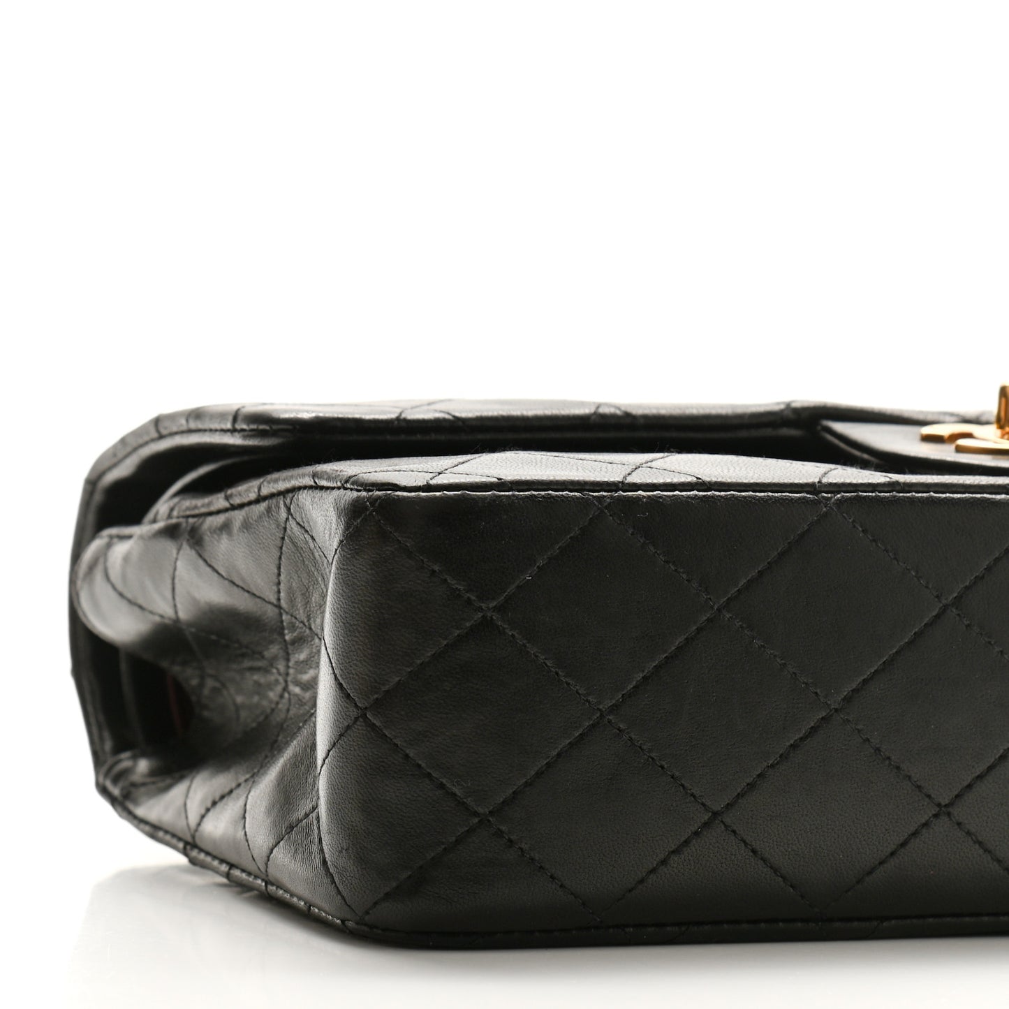 Lambskin Quilted Medium Double Flap Black