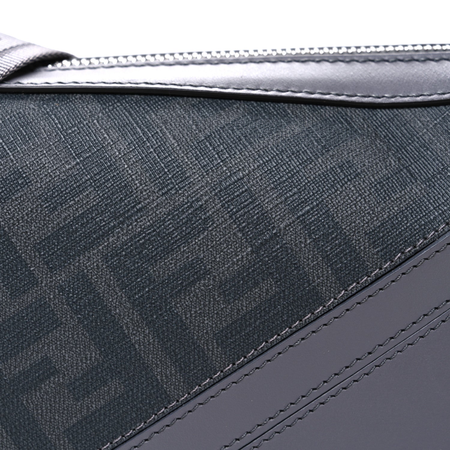Fendi Glazed Fabric Vitello Liberty FF 1974 Diagonal Medium Camera Case Grey 8 of 10