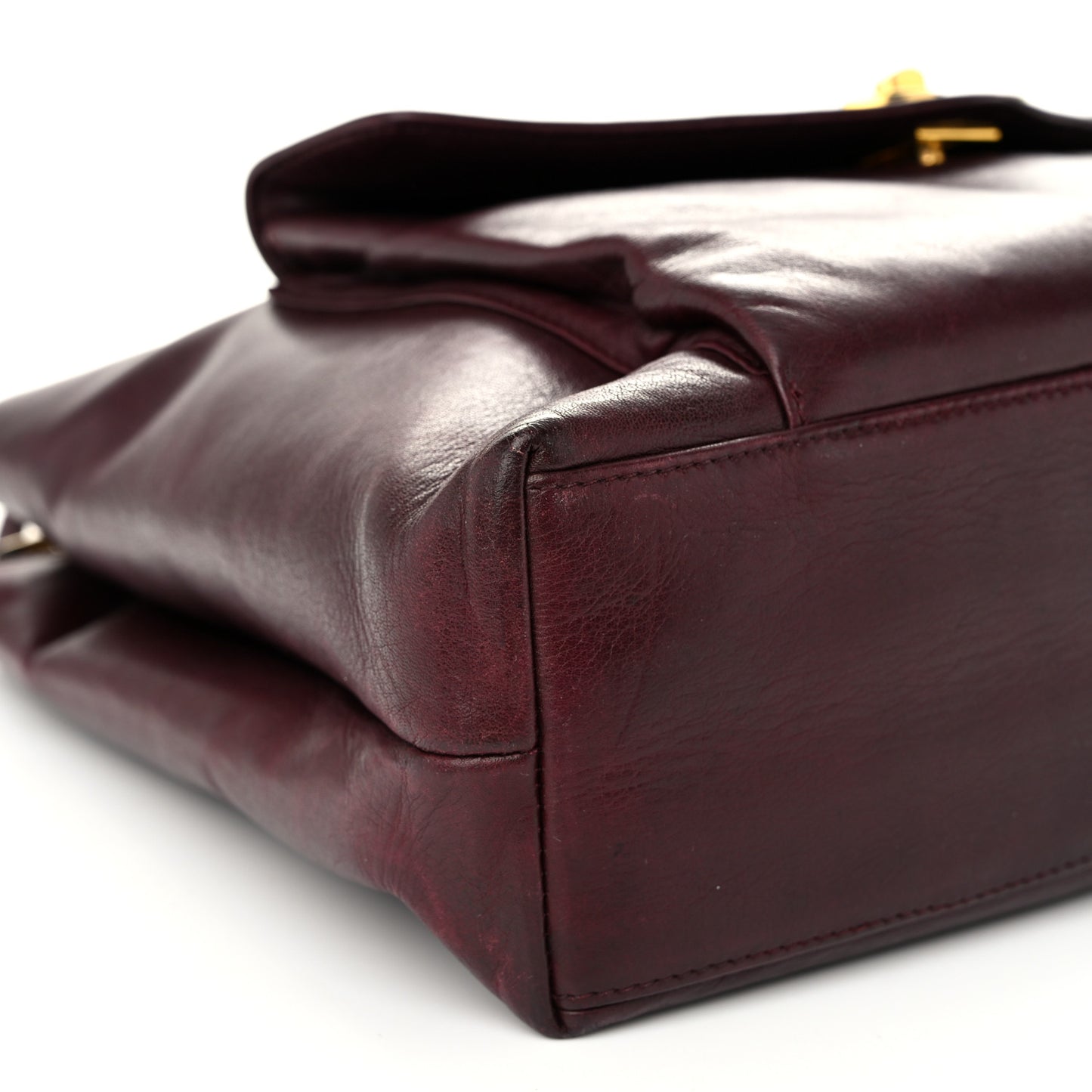 Calfskin Flap Shoulder Bag Burgundy