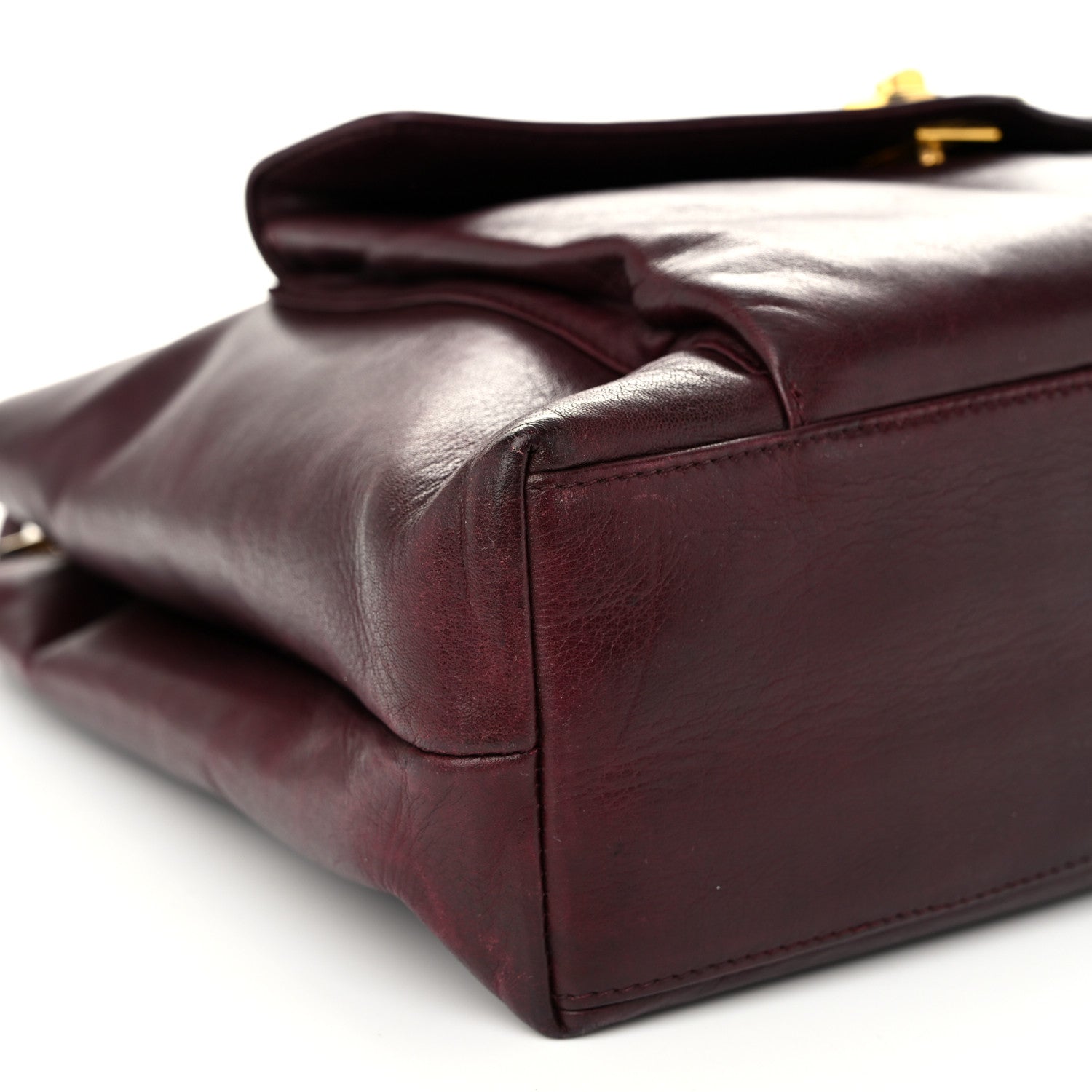 Chanel Calfskin Flap Shoulder Bag Burgundy 11 of 12