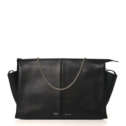 Celine Smooth Calfskin Tri-Fold Clutch on Chain Black 1 of 9