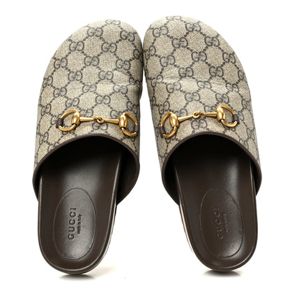 Gucci GG Supreme Monogram Miro Soft Calfskin Womens Horsebit Slippers 38 Beige Ebony New Acero 2 of 10
