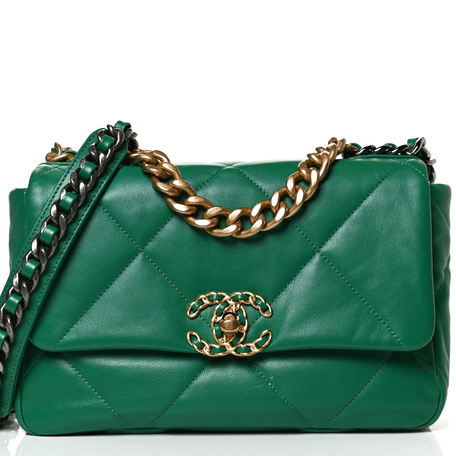 Chanel Lambskin Quilted Medium Chanel 19 Flap Green 8 of 11