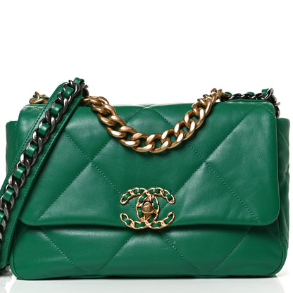 Chanel Lambskin Quilted Medium Chanel 19 Flap Green 8 of 11