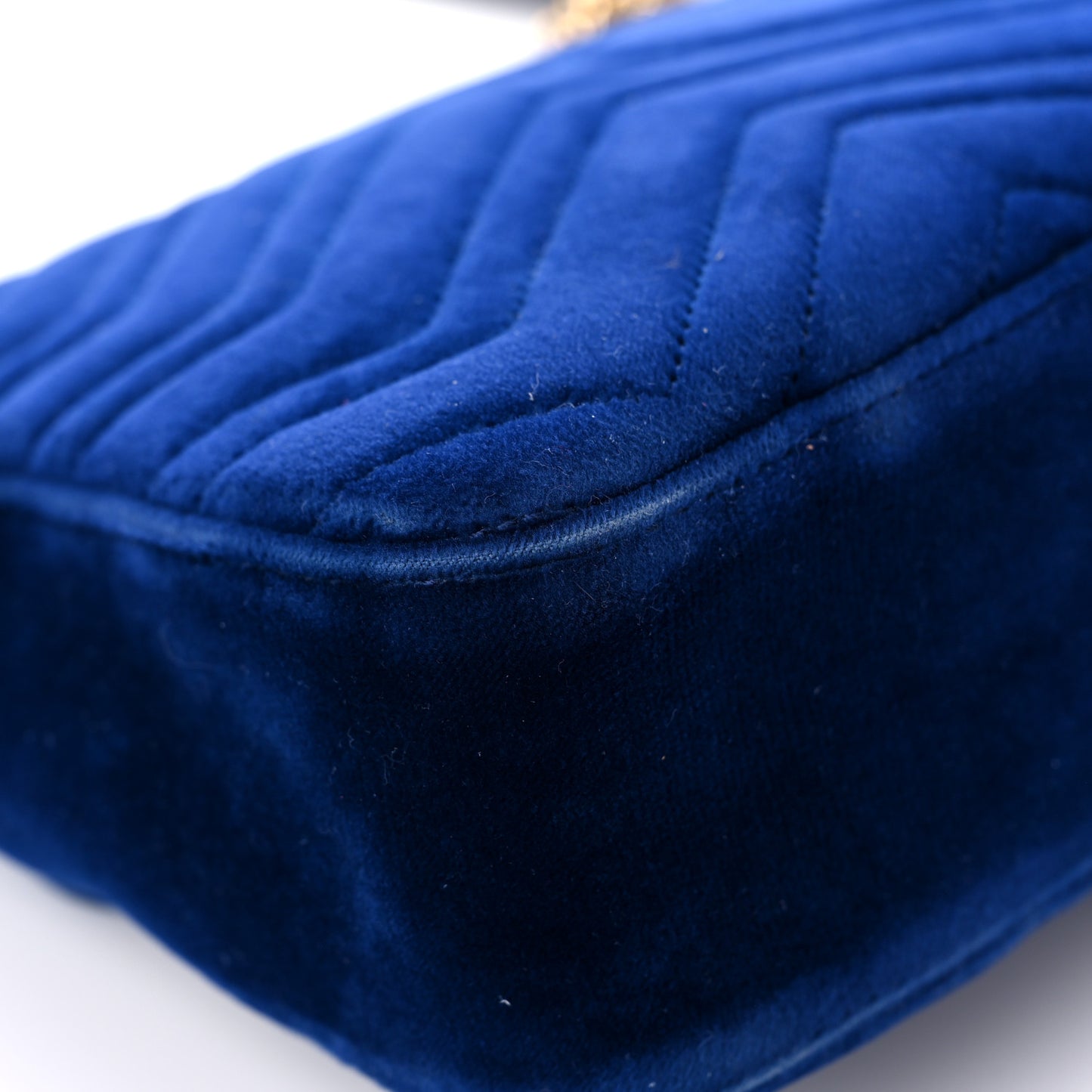 Velvet Matelasse Medium GG Marmont Shoulder Bag Cobalt Blue