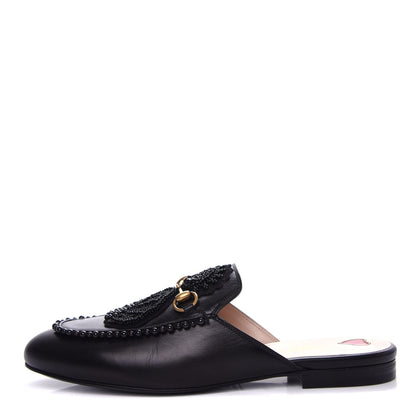 Gucci Malaga Kid Bead Embellished Womens Princetown Slippers 40 Black 1 of 11