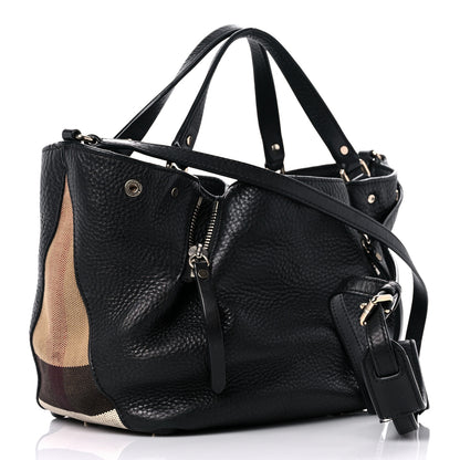 Burberry Grainy Calfskin House Check Small Maidstone Black 2 of 23