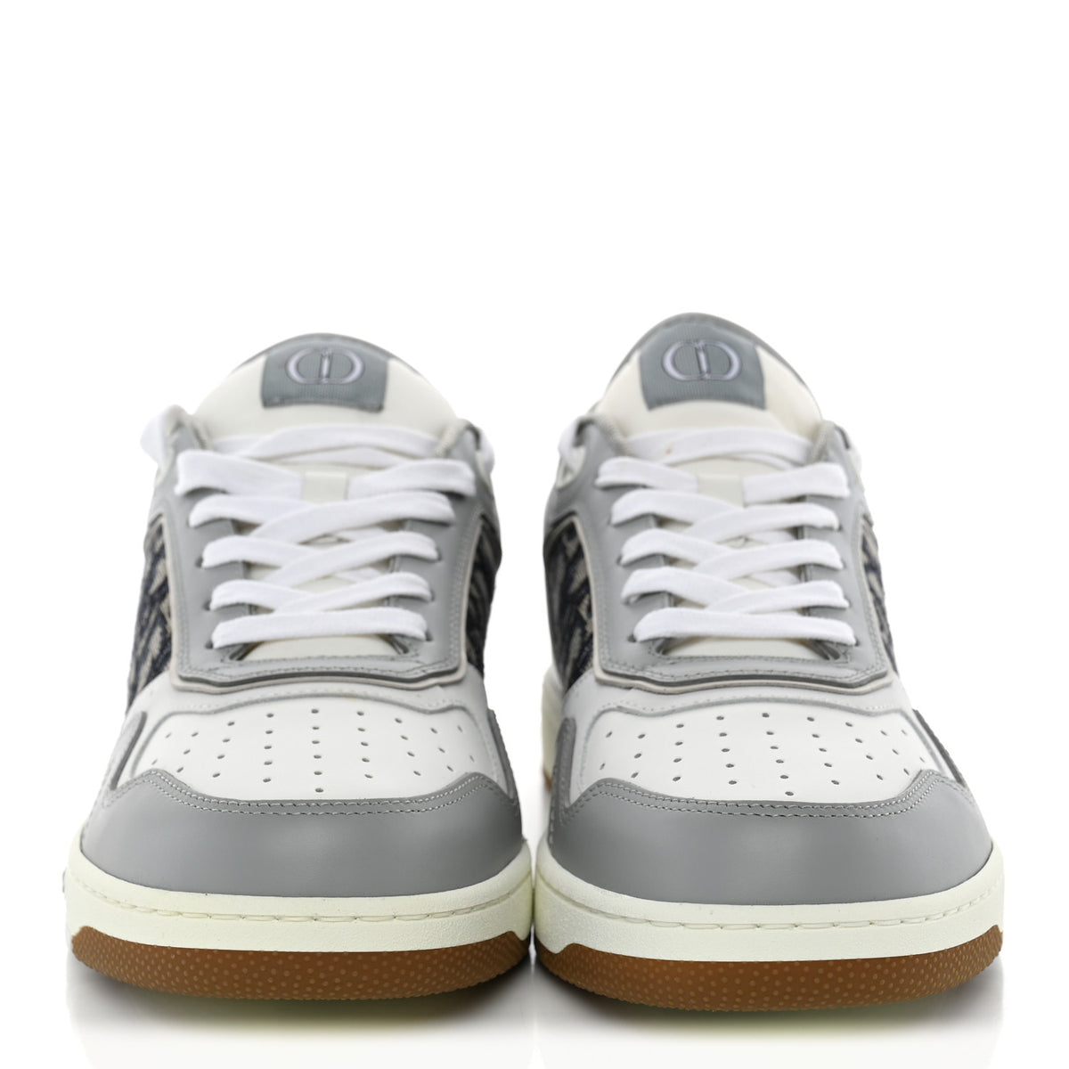 Smooth Calfskin Jacquard Oblique Mens B27 Low Top Sneakers 44 Beige Blue