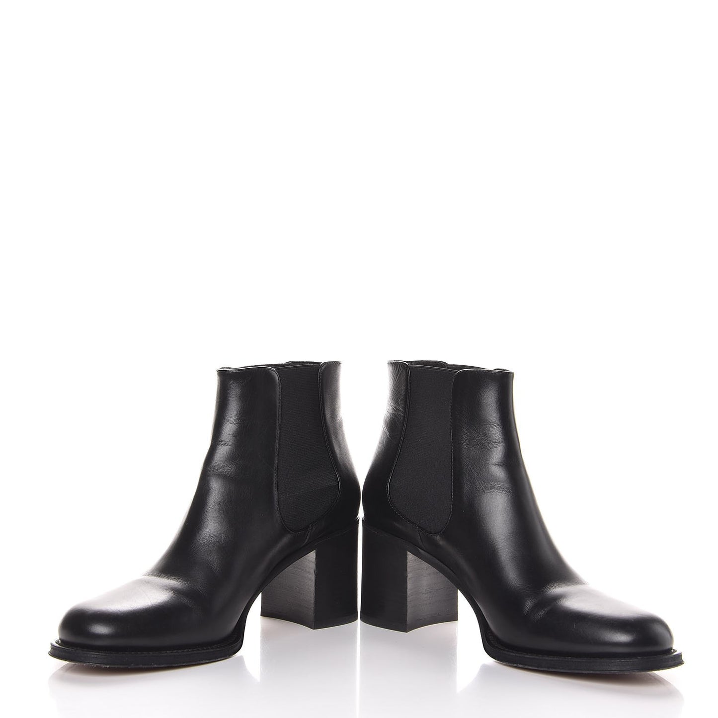 Glazed Calfskin Short Boots 39 Black