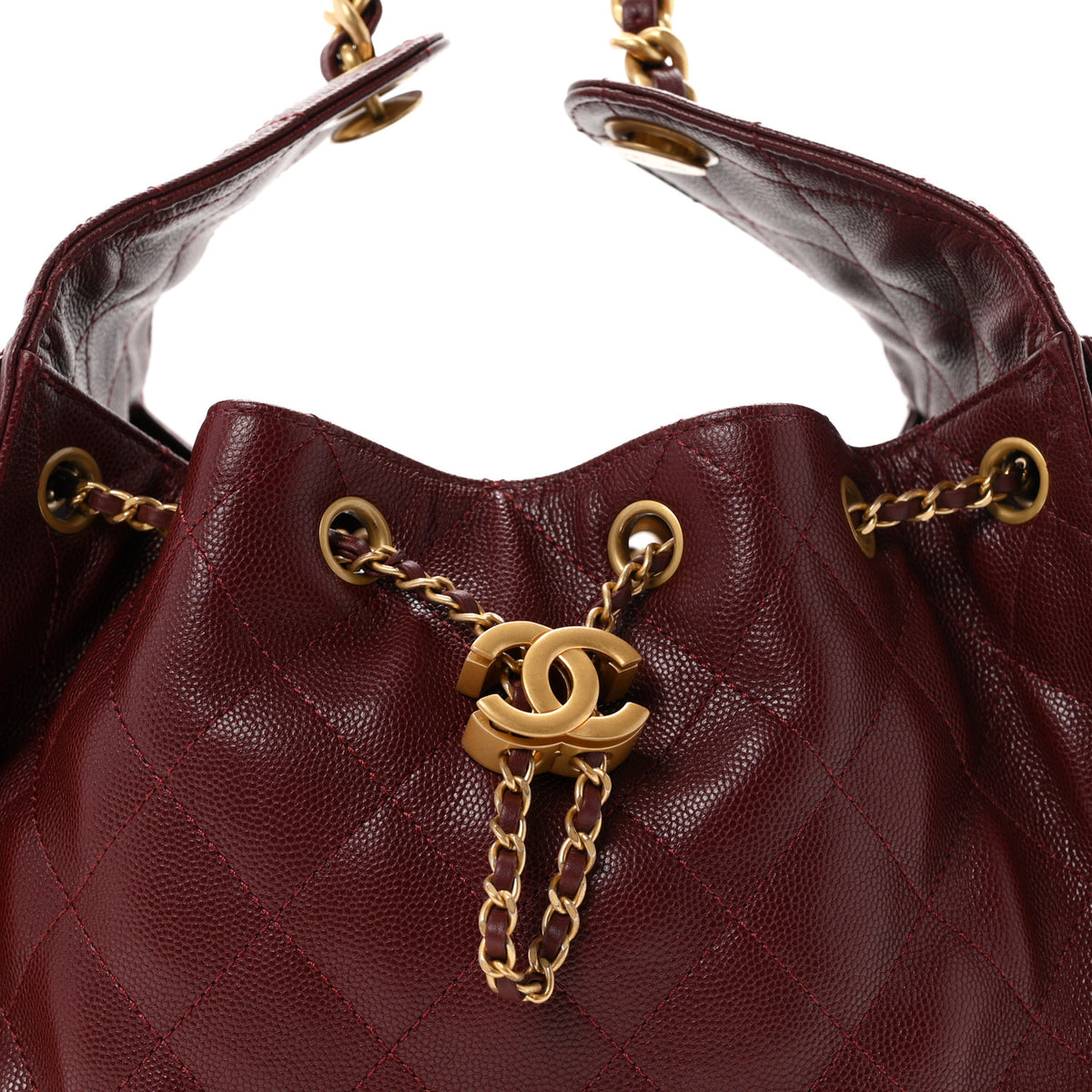 Chanel Caviar Quilted Small Chanel 25 Handbag Burgundy 8 of 10