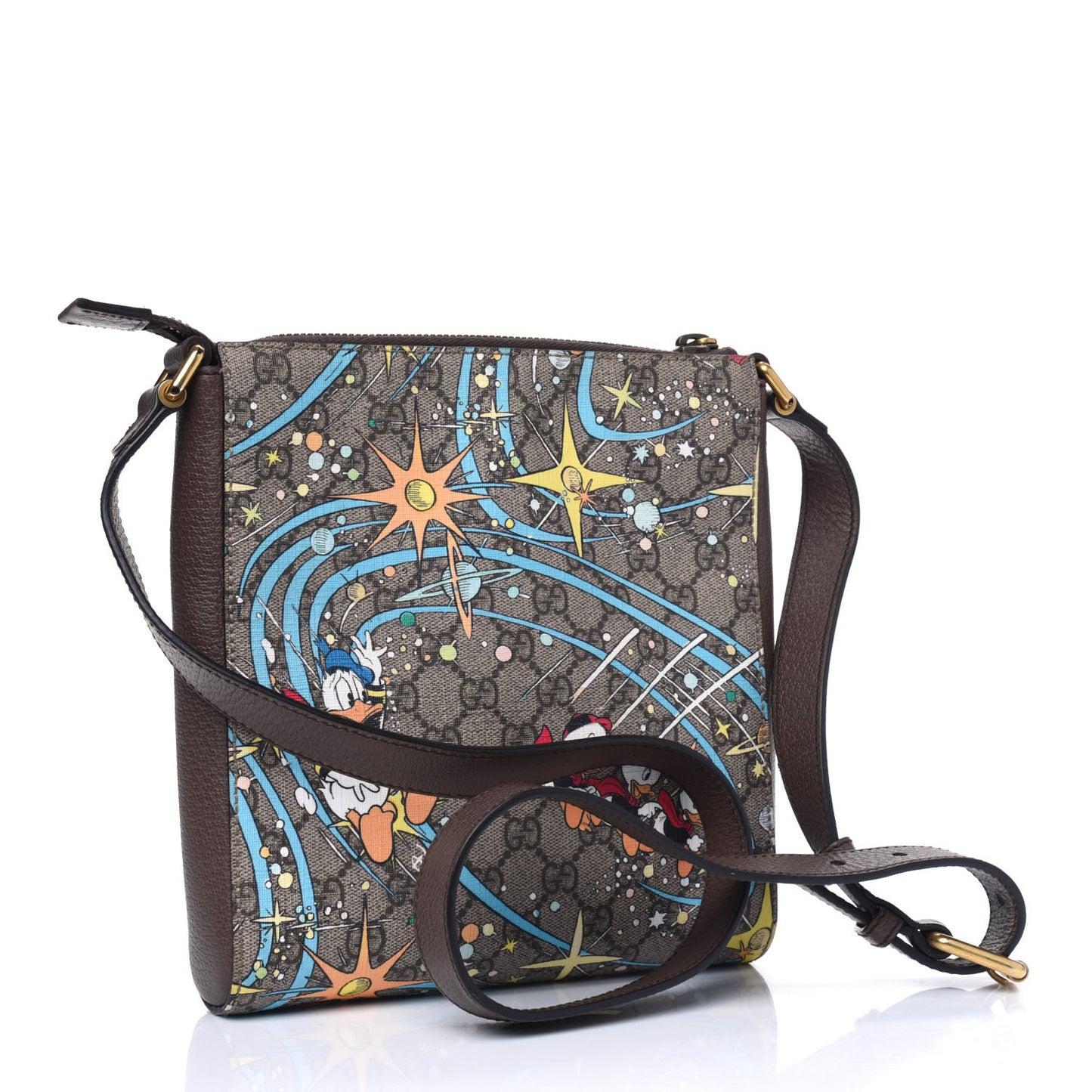 X DISNEY GG Supreme Monogram Donald Duck Interlocking G Messenger Bag Beige Multicolor New Acero