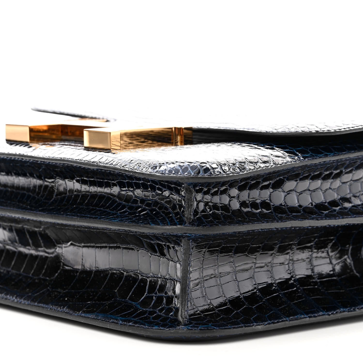 Hermes Shiny Porosus Crocodile Constance 24 Bleu Marine 10 of 11