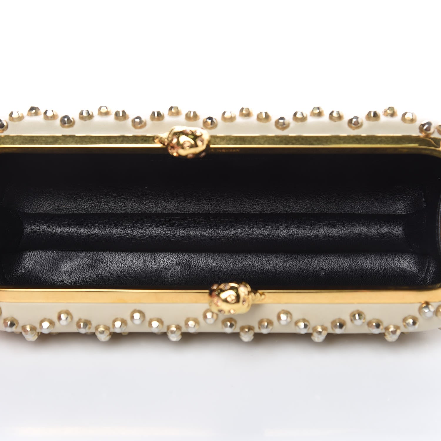 Alexander McQueen Nappa Studded Twin Skull Box Clutch Ivory 5 of 12