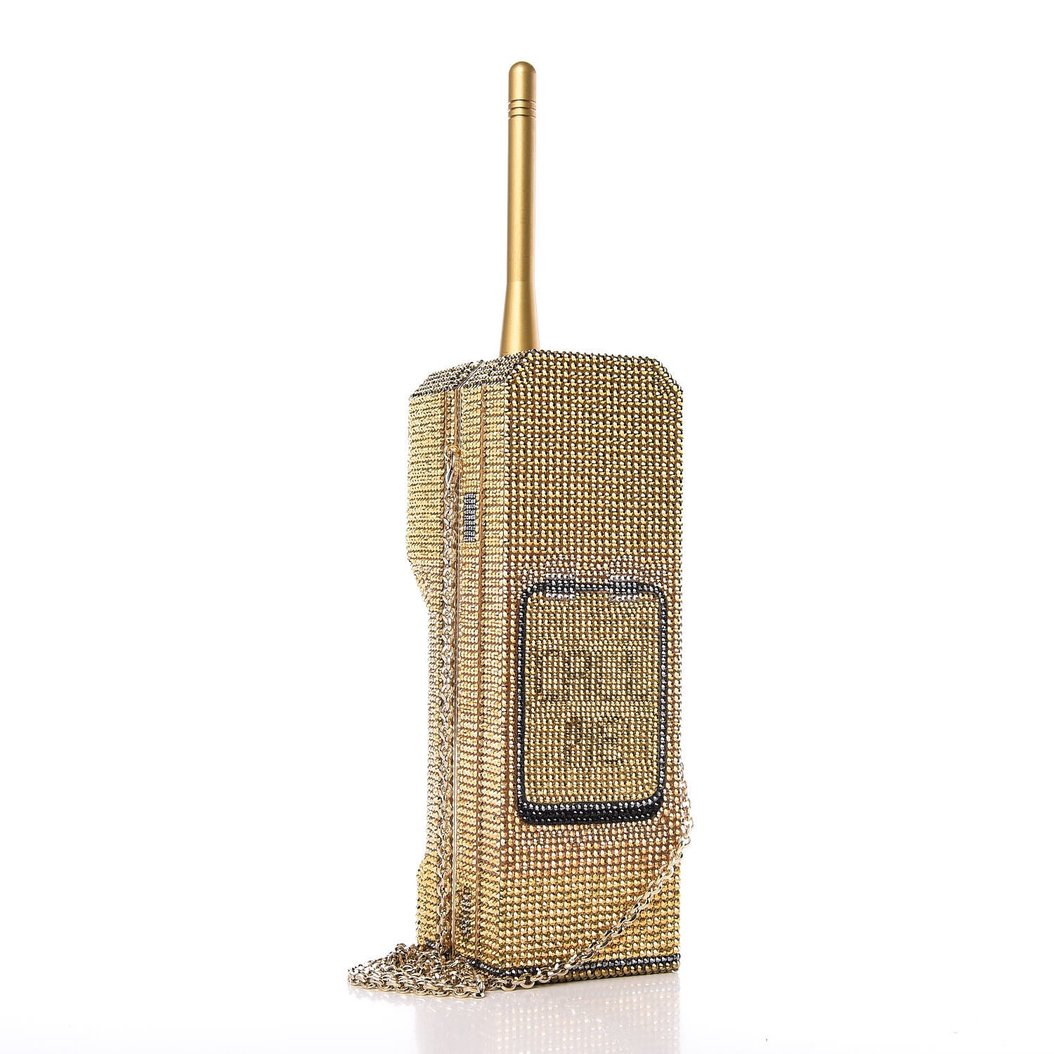 Judith Leiber Austrian Crystal Call Me Brick Phone Minaudiere Clutch Multicolor Gold 5 of 15