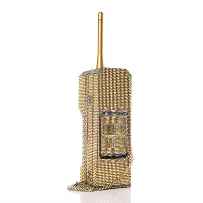 Judith Leiber Austrian Crystal Call Me Brick Phone Minaudiere Clutch Multicolor Gold 5 of 15