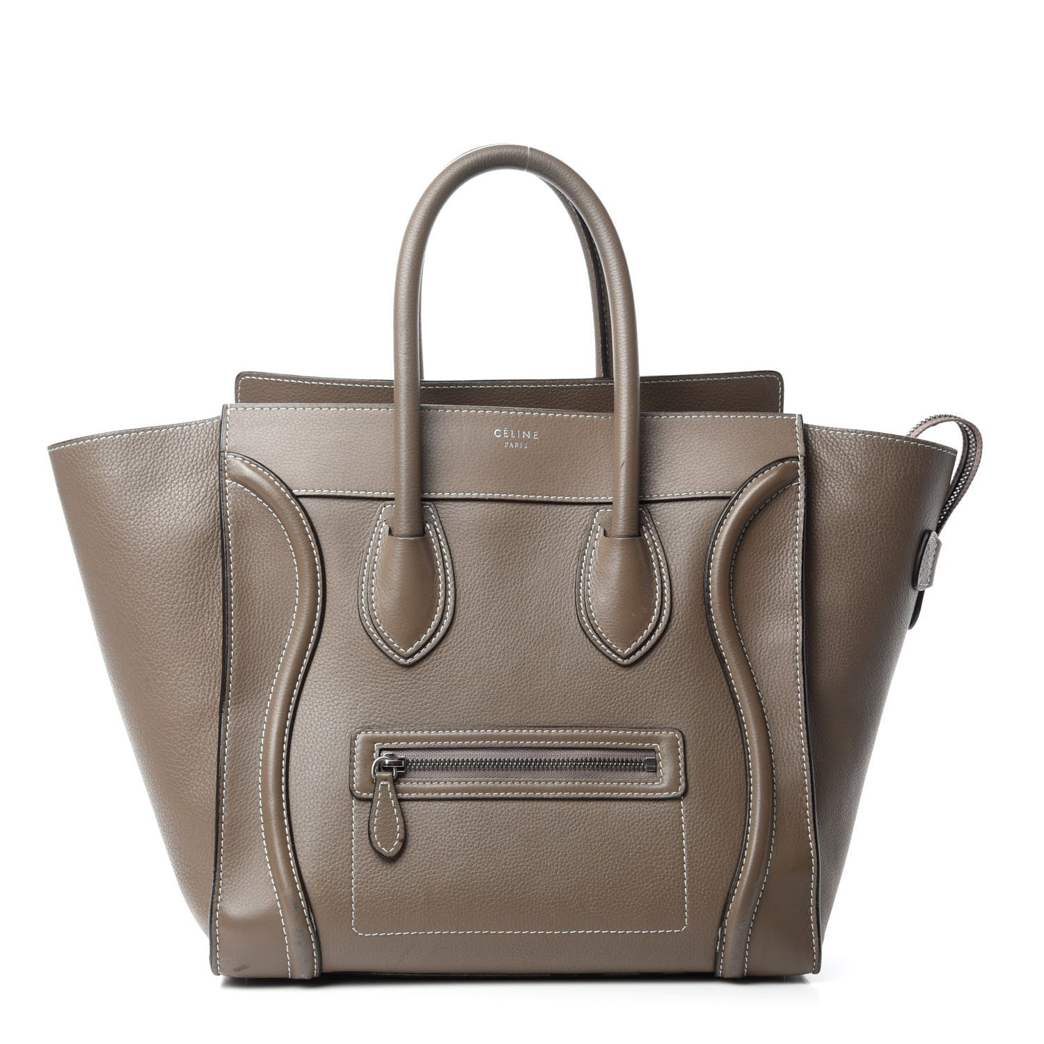 Celine Drummed Calfskin Mini Luggage Souris 1 of 15