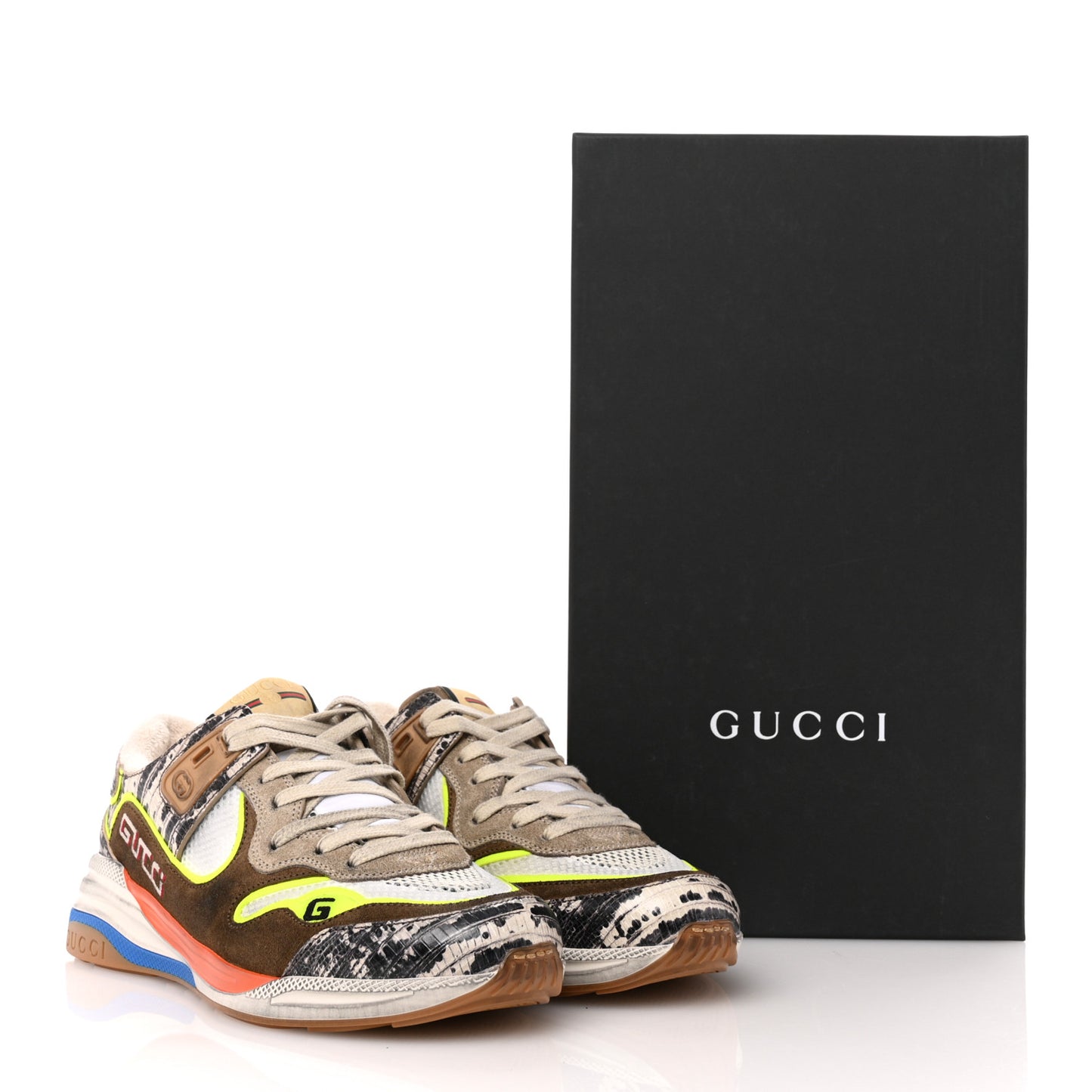 Suede Calfskin Tejus Printed Womens Ultrapace Sneakers 37 Natural Ardesia Neon Yellow