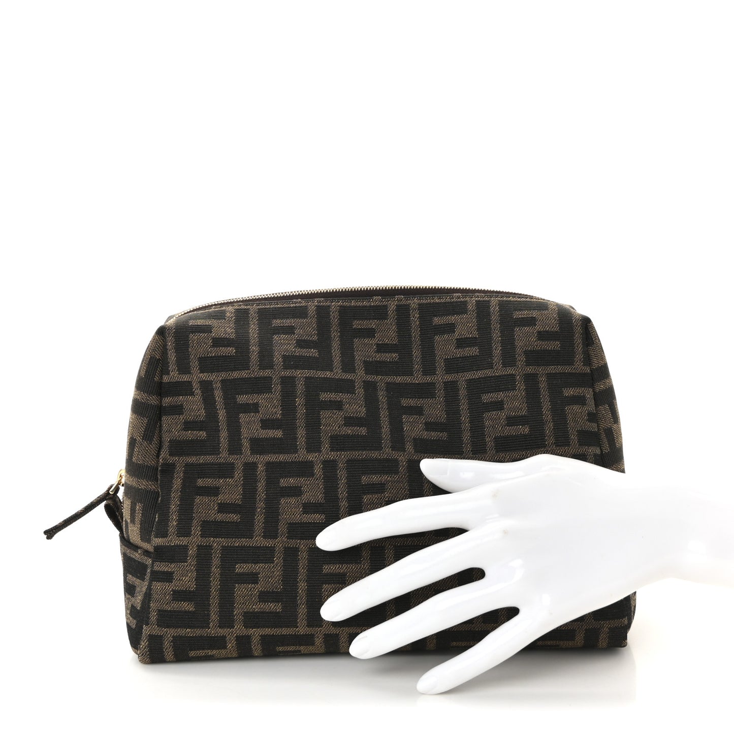 Fabric Jacquard FF 1974 Medium Trapezoid Beauty Pouch Tobacco Moro Black