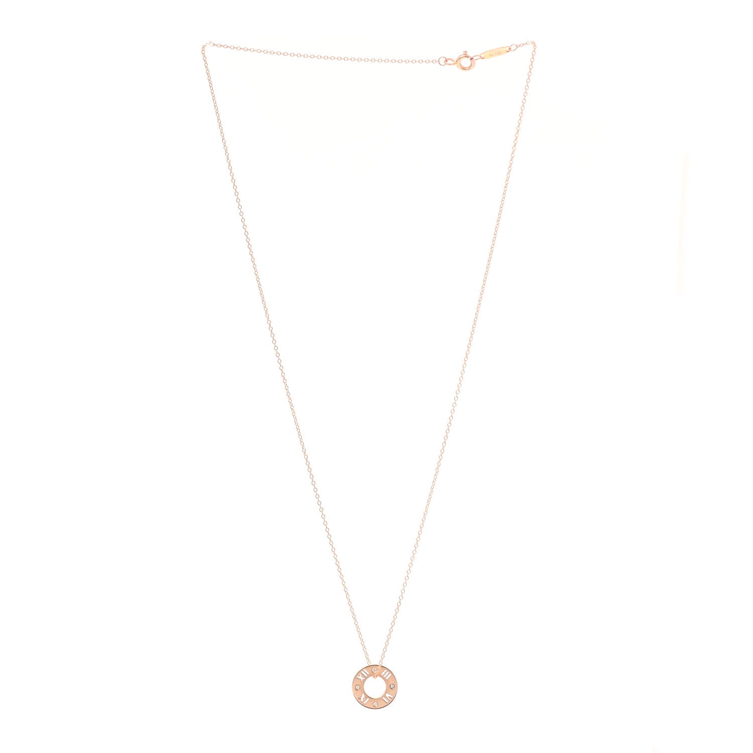 Tiffany 18K Rose Gold Diamond Atlas Pierced Pendant Necklace 3 of 6