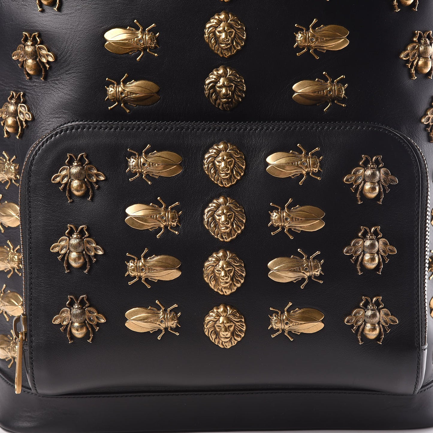 Calfskin Animal Studs Medium Day Backpack Black