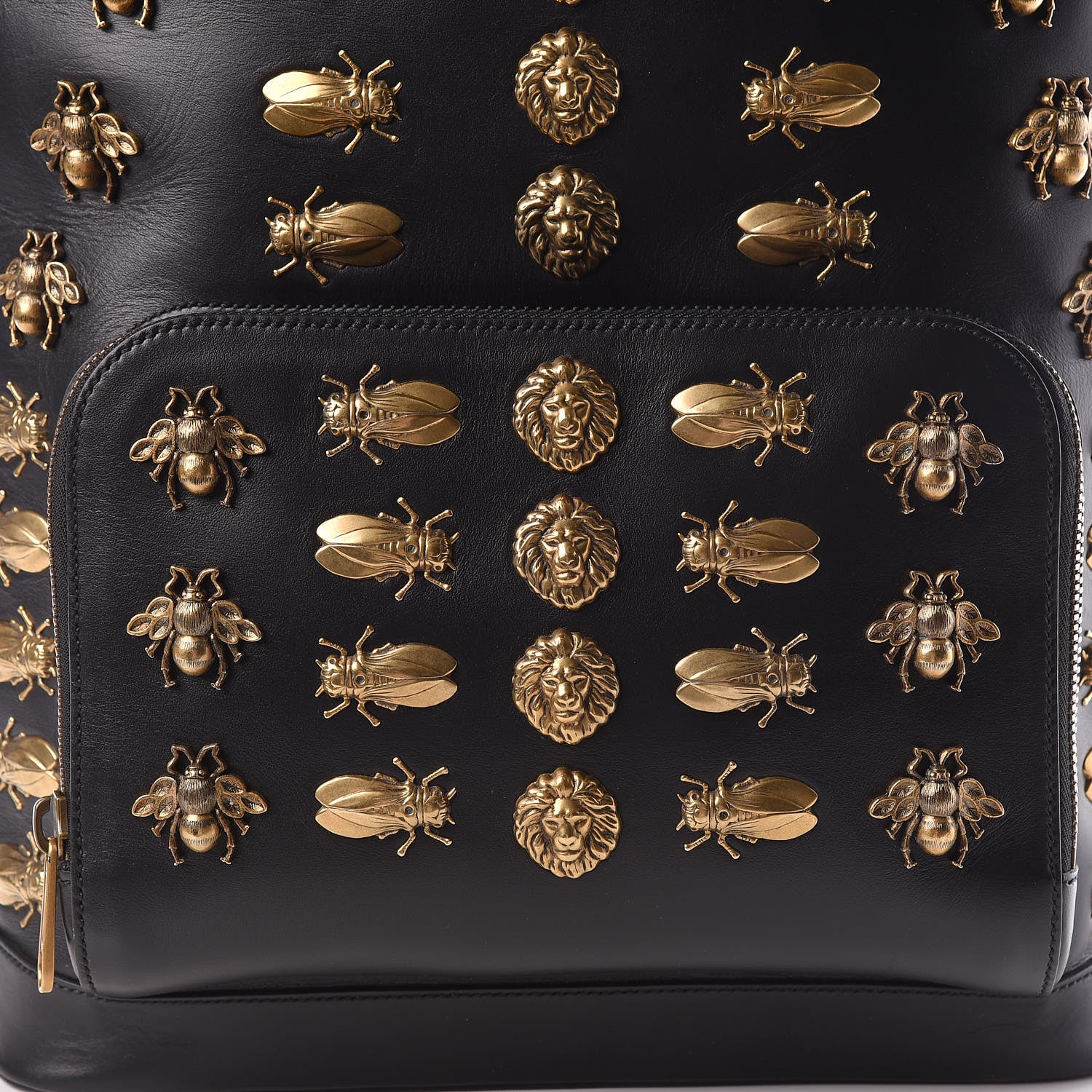 Gucci Calfskin Animal Studs Medium Day Backpack Black 10 of 10