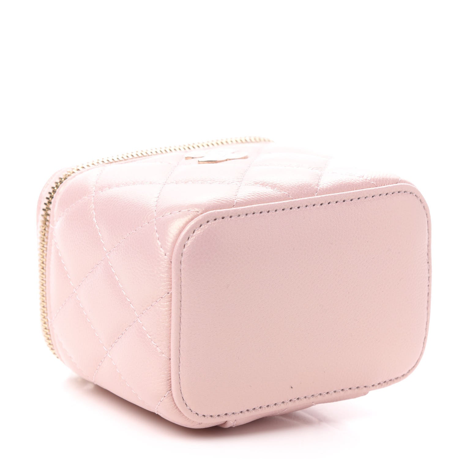 Chanel Iridescent Caviar Quilted Mini Pearl On Top Vanity Case With Chain Light Pink 4 of 11