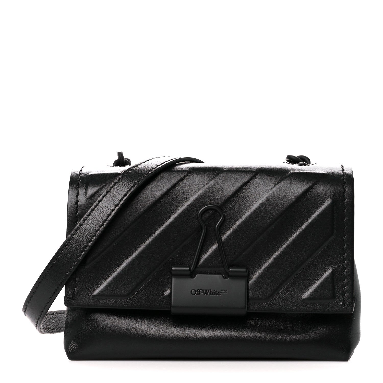 Off-White Calfskin Diag Small Binder Clip Crossbody Black 1 of 12