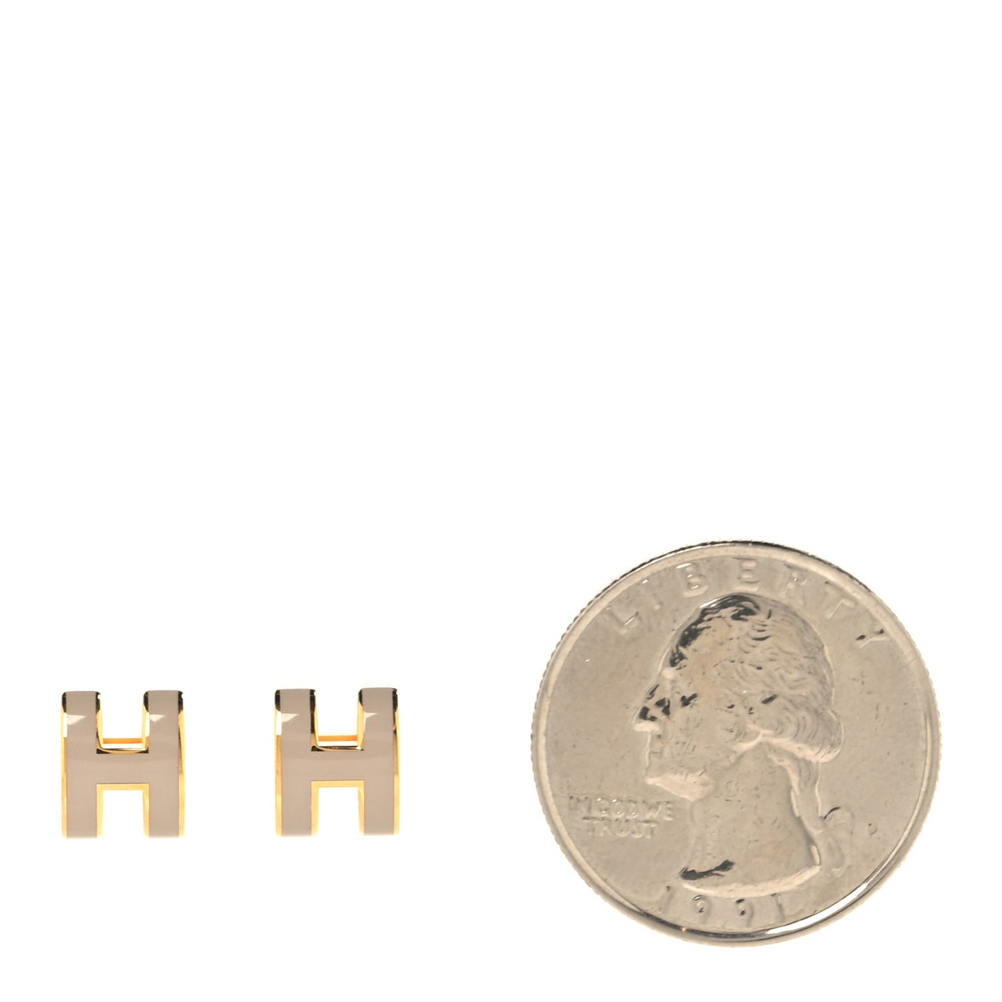 Gold Lacquered Mini Pop H Earrings Marron Glace
