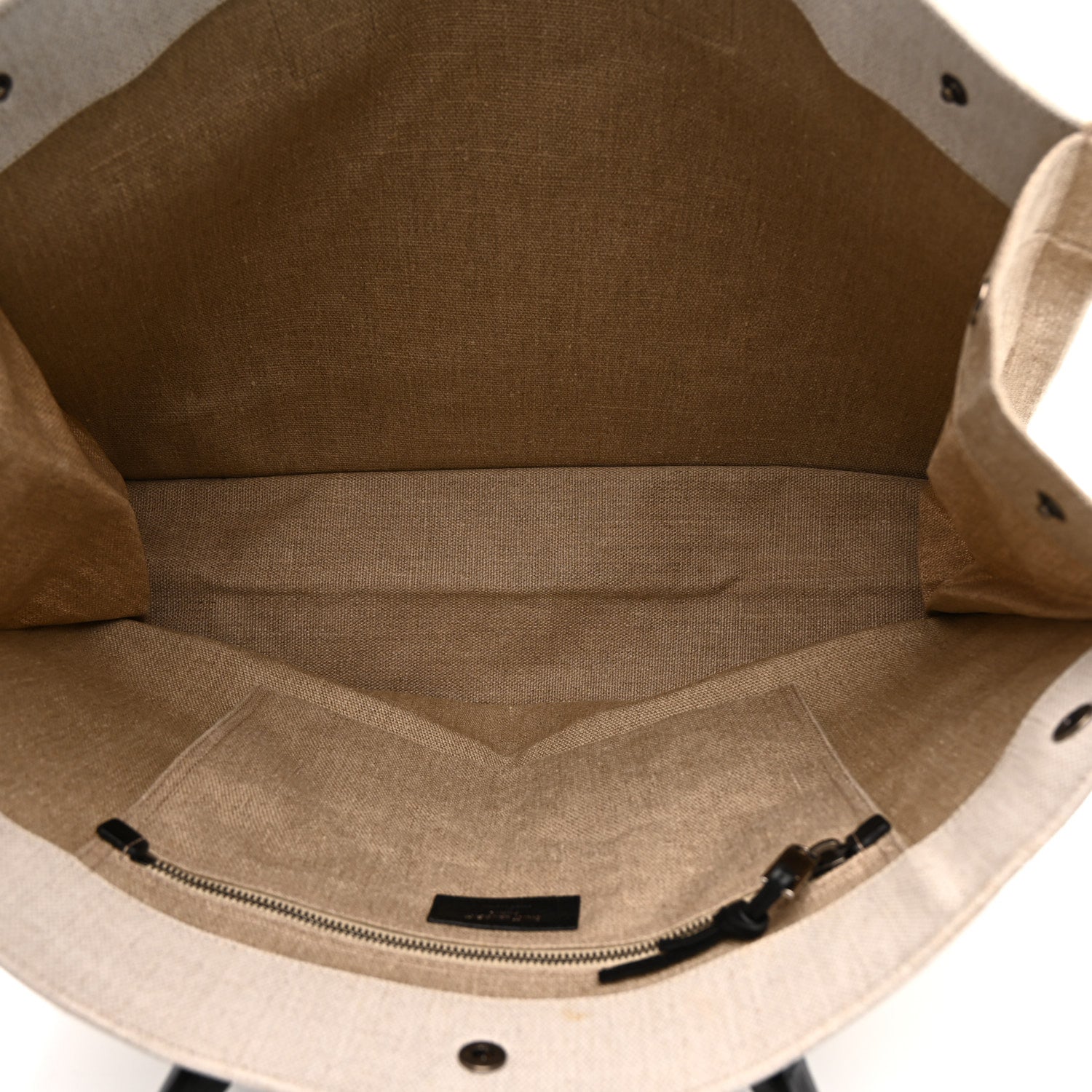 Saint Laurent Linen Calfskin Rive Gauche Tote Optic White 5 of 11