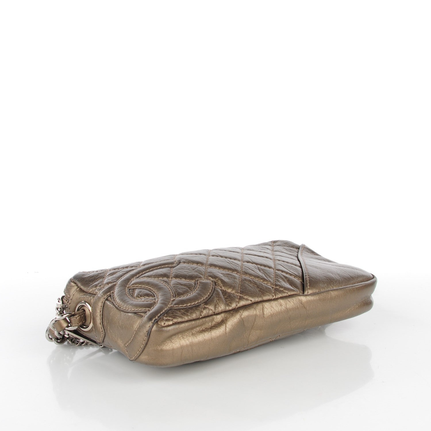 Chanel Aged Calfskin Quilted Cotton Club Pochette Gold 4 of 7
