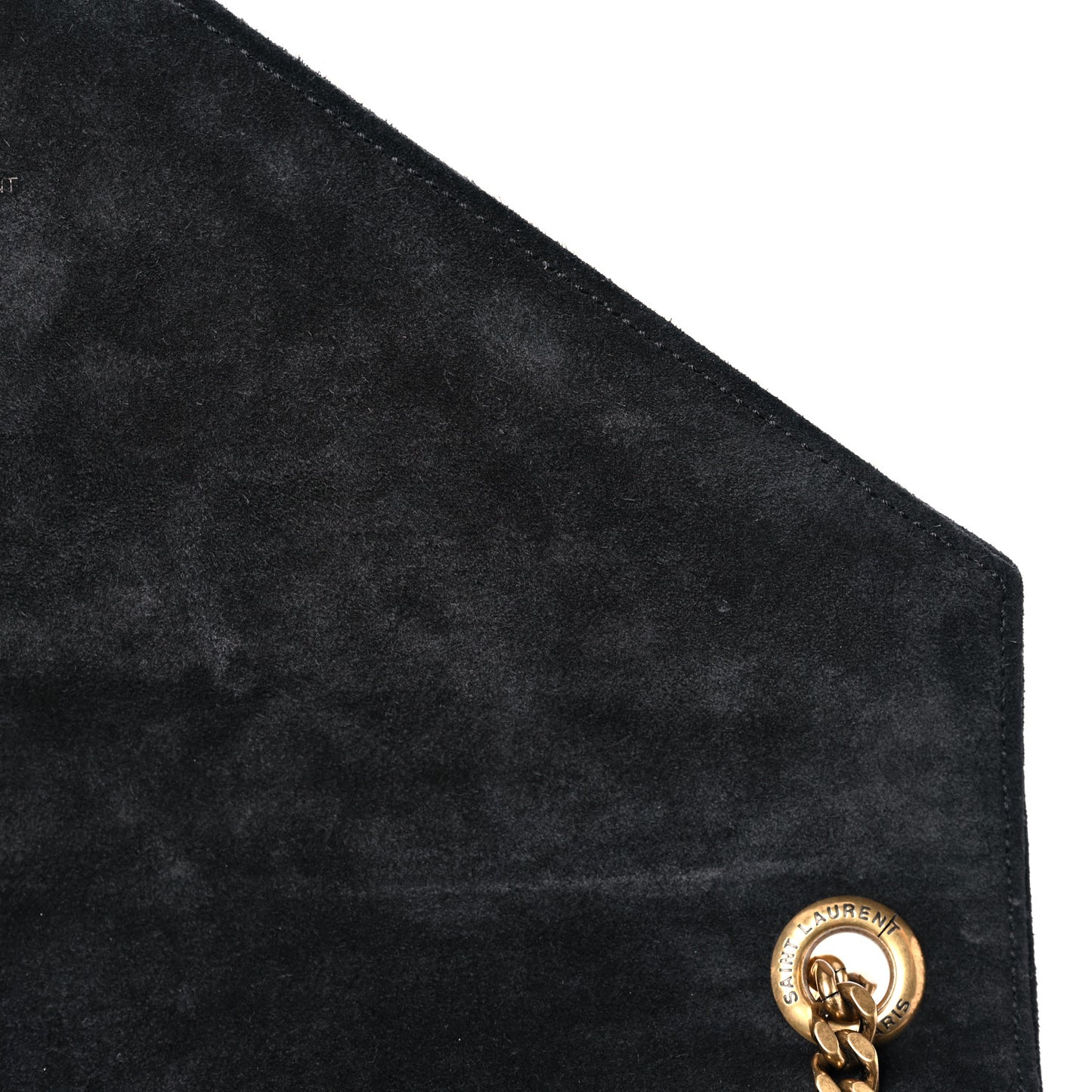 Suede Mixed Matelasse Tri-Quilt Large Monogram Envelope Satchel Black