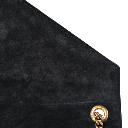Saint Laurent Suede Mixed Matelasse Tri-Quilt Large Monogram Envelope Satchel Black 16 of 25