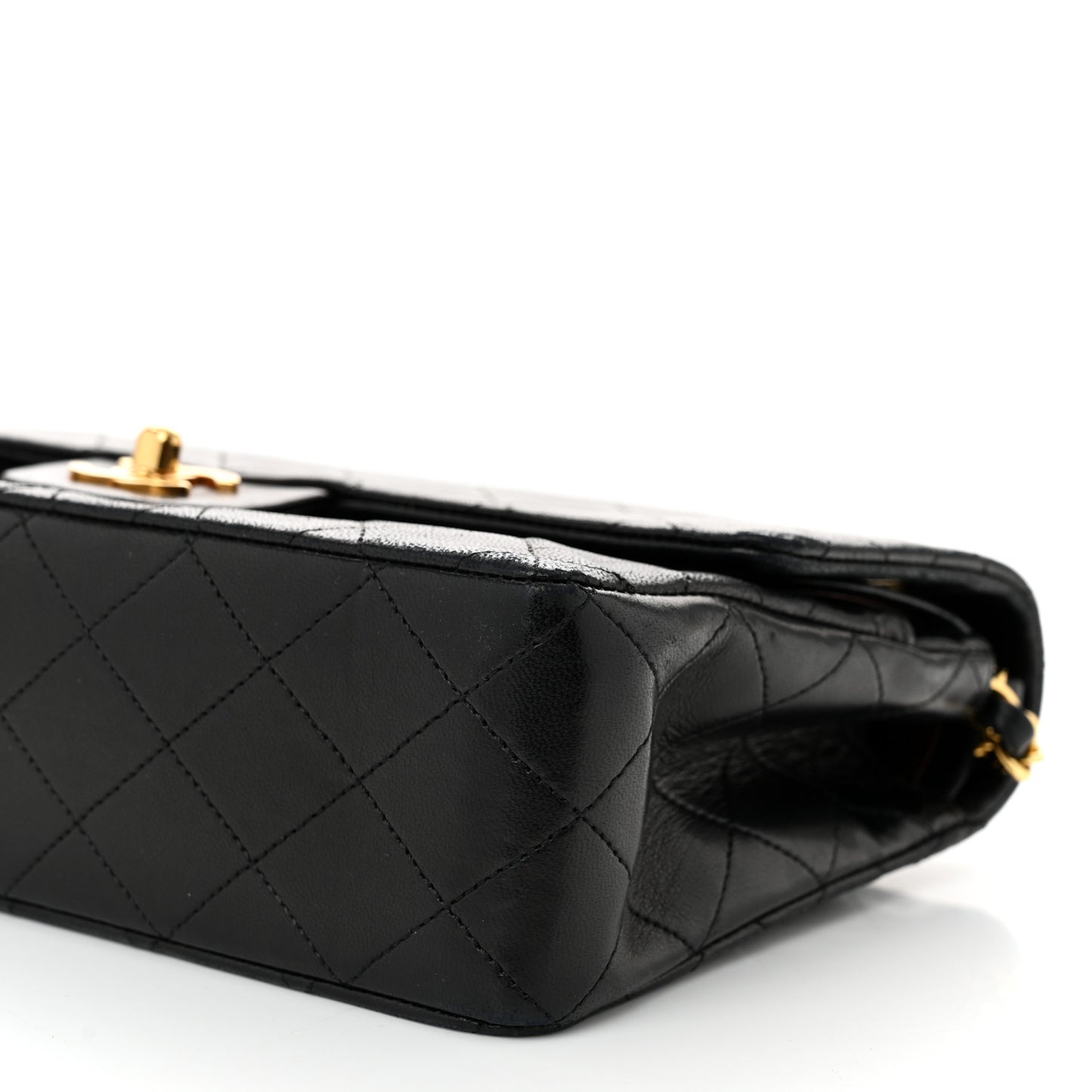 Lambskin Quilted Medium Double Flap Black