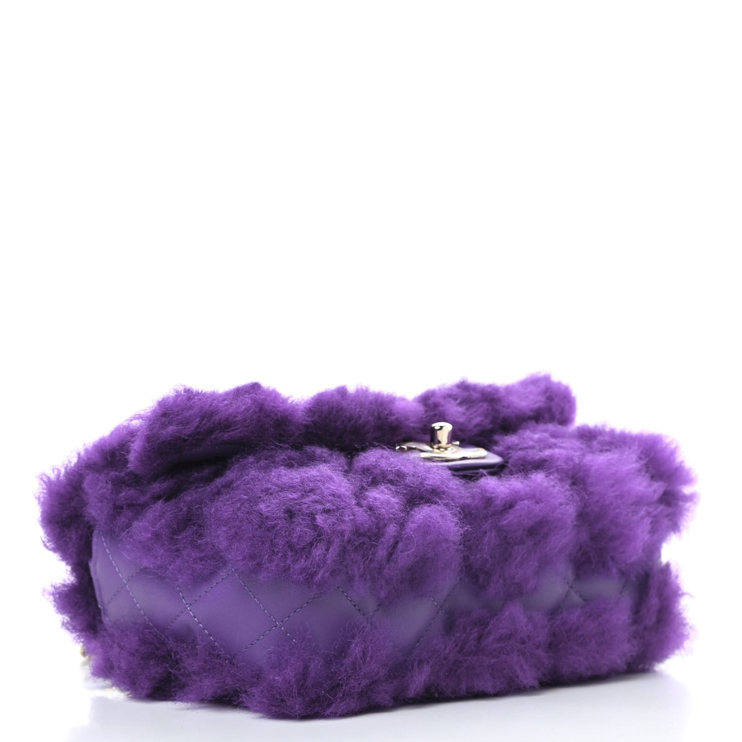 Shearling Lambskin Quilted Flap Purple