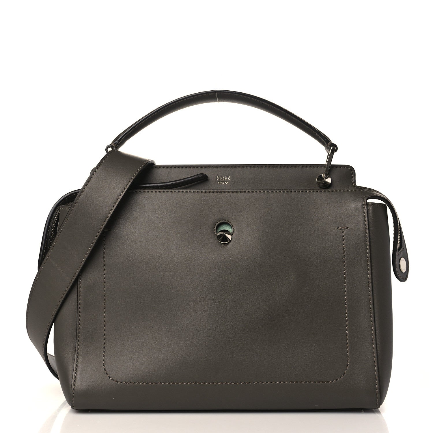 Fendi Vitello Baltico Dolce DotCom Satchel Carbone Menta 3 of 11