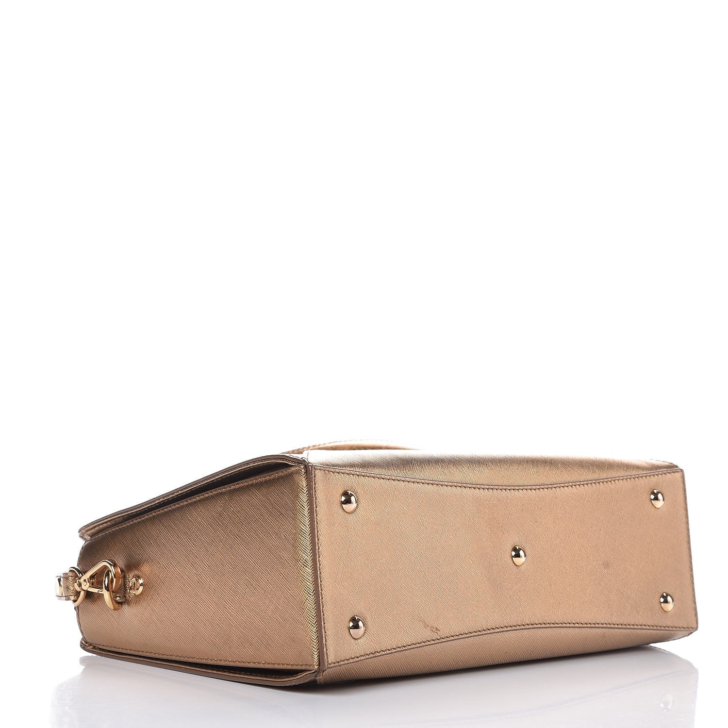 MCM Metallic Saffiano Nuovo Tote Gold 5 of 19
