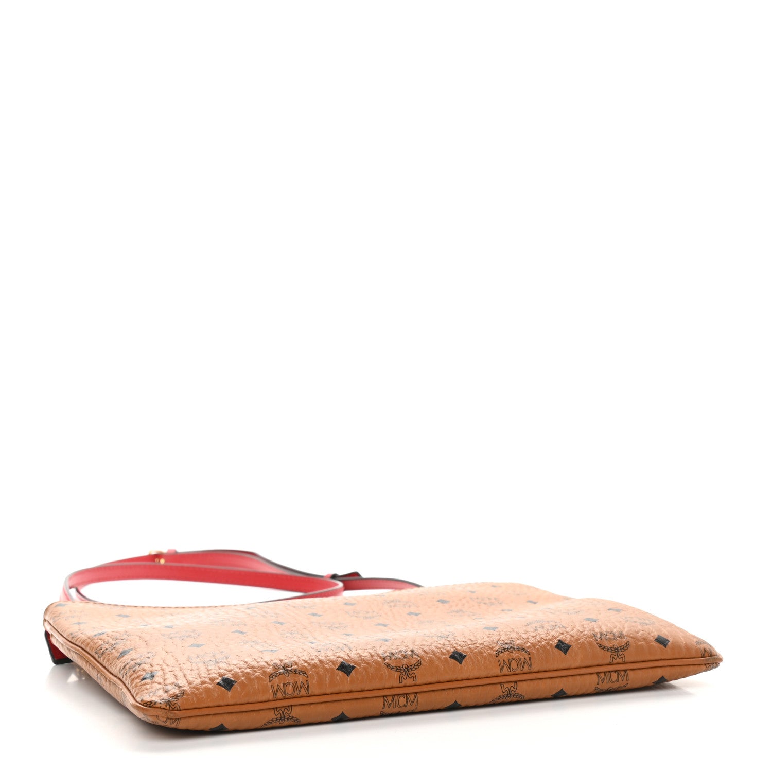 MCM Visetos Medium Crossbody Pouch Cognac Red 4 of 9