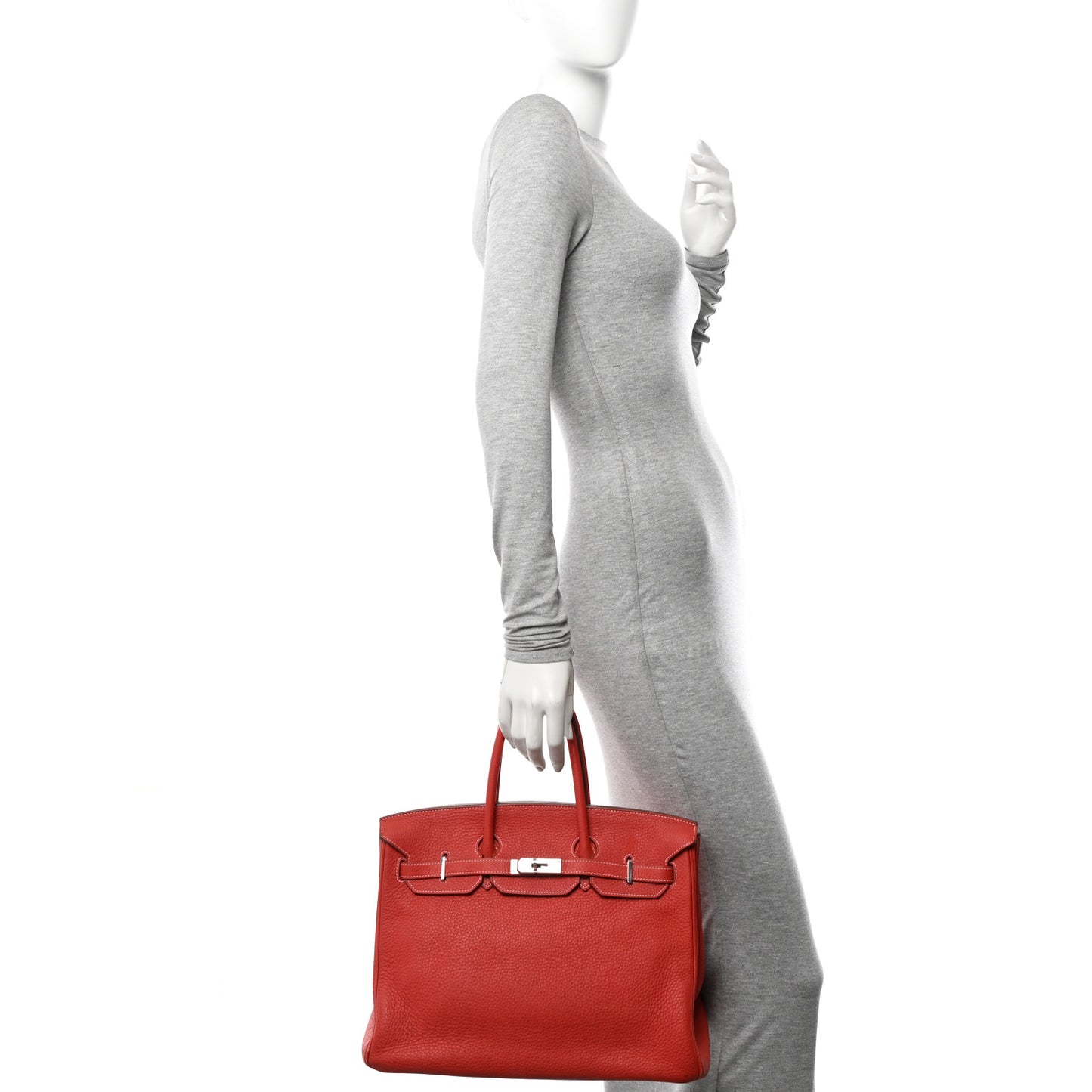 Taurillon Clemence Eclat Birkin 35 Sanguine White