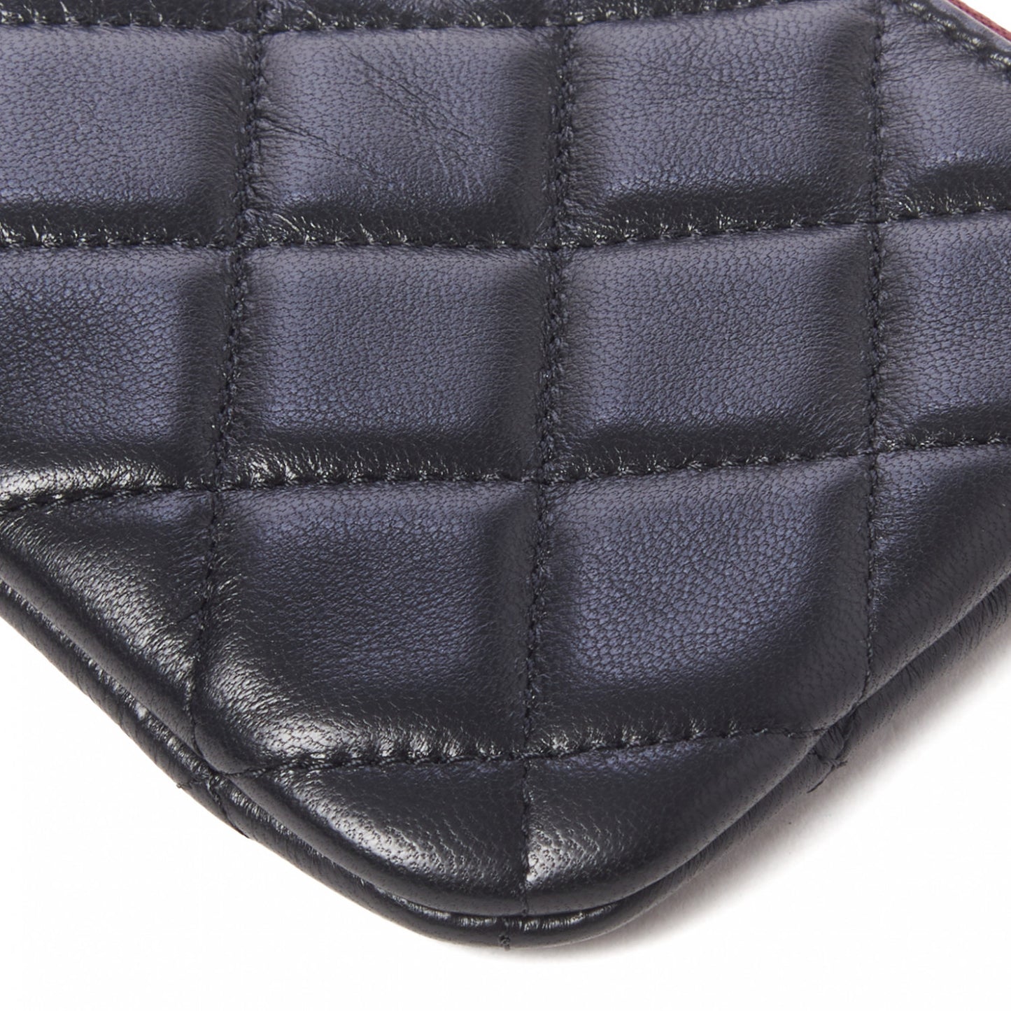 Lambskin Quilted Small Cosmetic Case Black