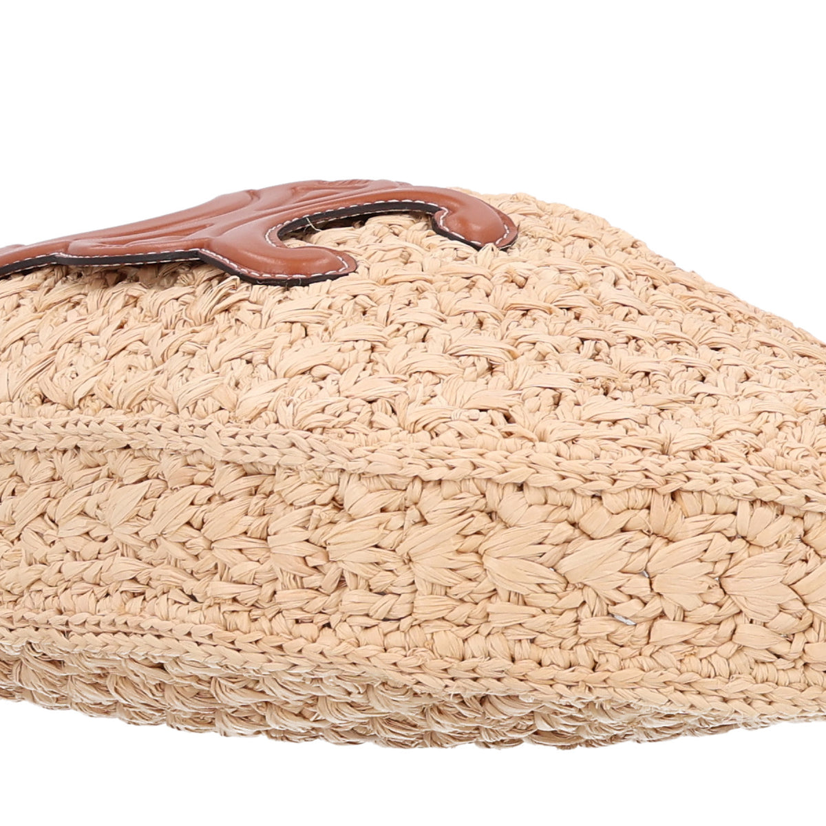 Celine Raffia Calfskin Triomphe Panier Hobo Bag Natural Tan 10 of 10