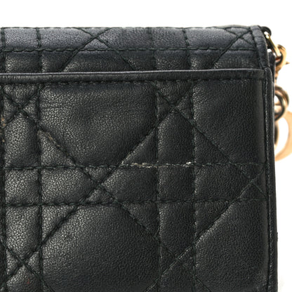 Christian Dior Lambskin Cannage Lady Dior Lotus Wallet Black 15 of 15