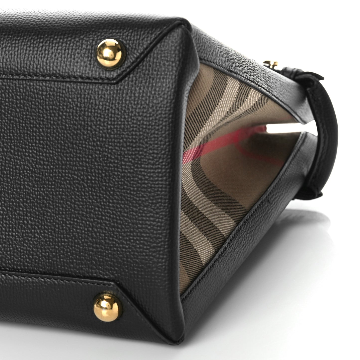 Grainy Calfskin House Check Medium Banner Tote Black